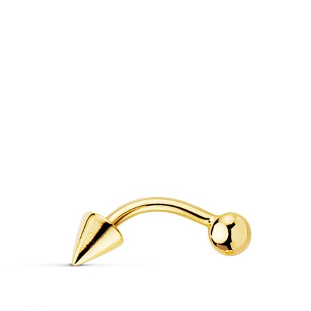 Piercing ceja oro 18k con bola y pincho