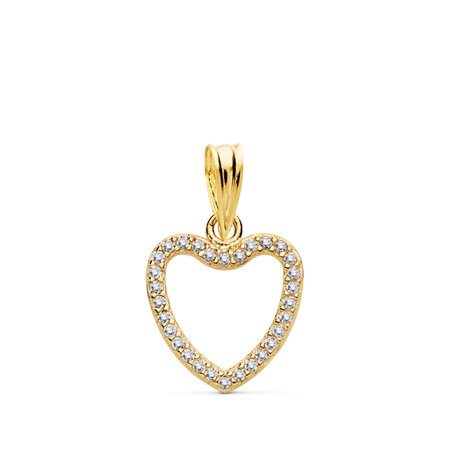 Colgante corazón de oro 18k y circonitas