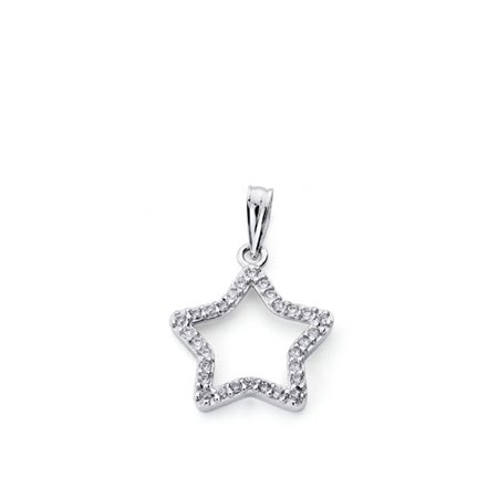 Colgante estrella de oro blanco 18k