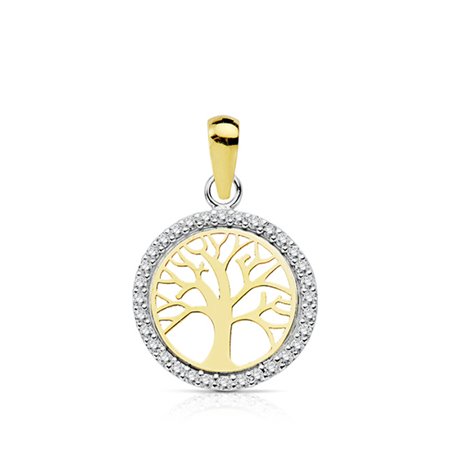 Colgante árbol de la vida oro bicolor 18k