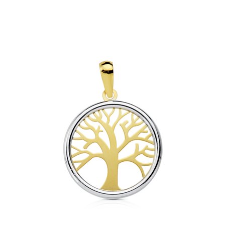 Colgante oro bicolor 18k del árbol de la vida 