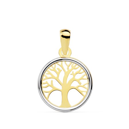 Colgante árbol de la vida bicolor de oro de 18k