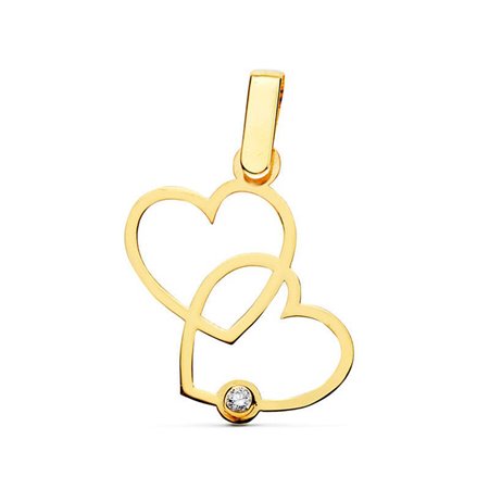 Colgante dos corazones en oro 18k