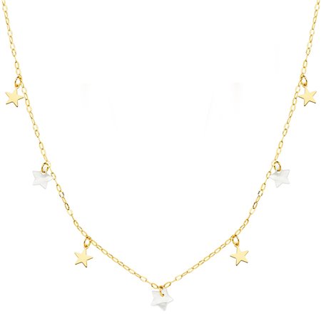 Gargantilla de estrellas y cadena oro 18k