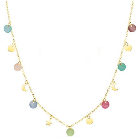Gargantilla chapas y formas con cadena oro 18k
