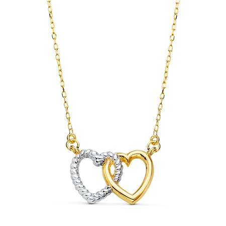 Gargantilla dos corazones oro bicolor 18k
