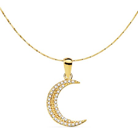 Gargantilla luna con circonitas oro 18k