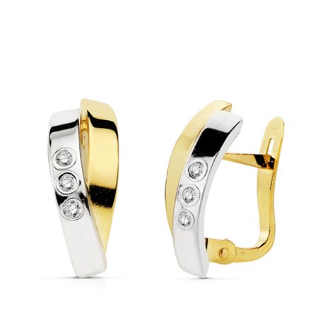 Pendientes bandas oro bicolor 18k