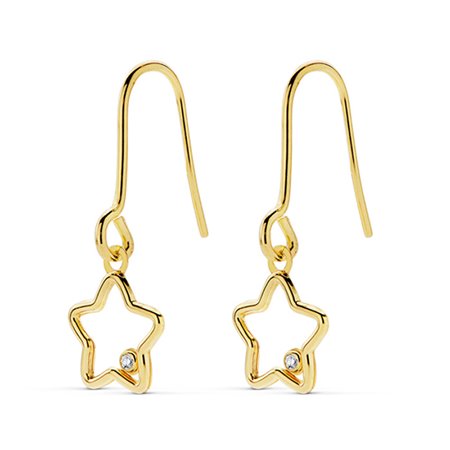 Pendientes estrella oro 18k con circonitas