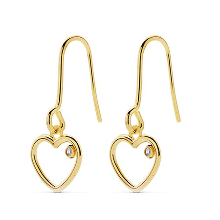 Pendientes corazón oro 18k con circonitas