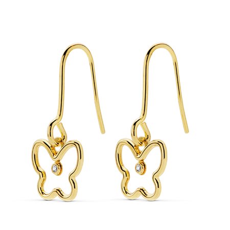 Pendientes mariposa oro 18k con circonitas
