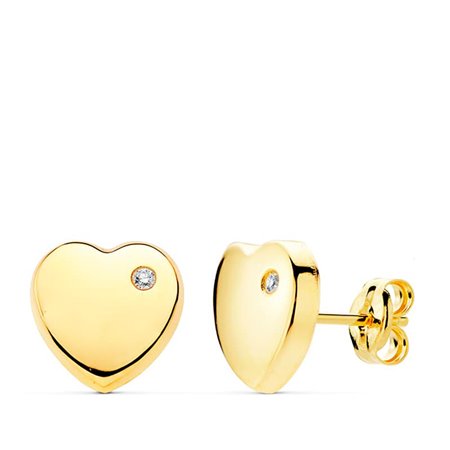 Pendientes corazón circonitas oro 18k