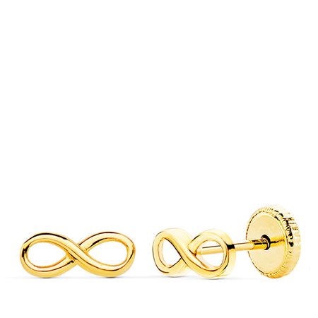Pendientes infinito lisos oro 18k