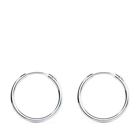 Pendientes de aro redondos oro blanco 18k 15 mm