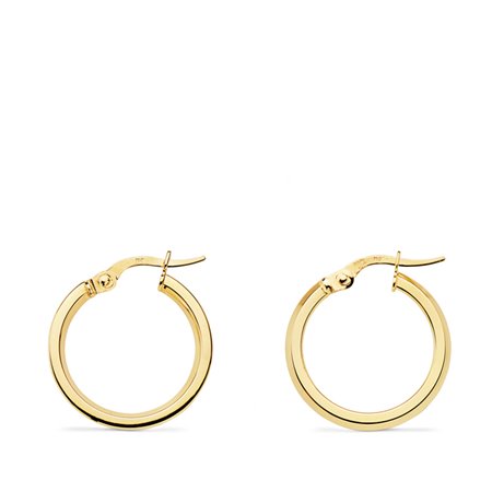 Pendientes de aro redondos lisos oro 18k 19 mm