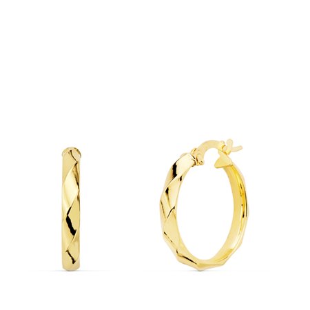 Pendientes de aro bandas oro 18k 18 mm