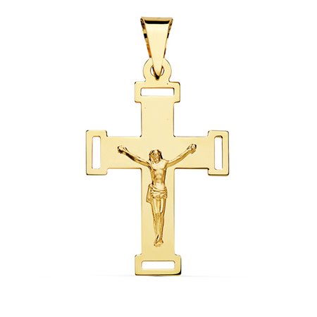Cruz con cristo oro de 18k 34 mm