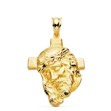 Cabeza de cristo con cruz oro 18k