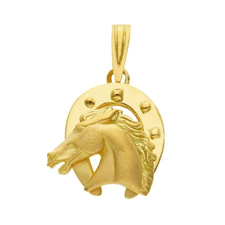 Colgante caballo y herradura oro 18k