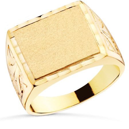 Sello para caballero macizo y tallado oro 18k