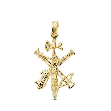 18K COLGANTE CRUZ CRISTO LEGION ORO AMARILLO 29X18 MM