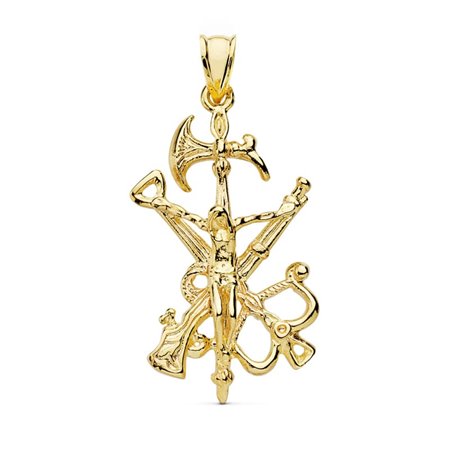 18K COLGANTE CRUZ CRISTO LEGION ORO AMARILLO 44X22 MM